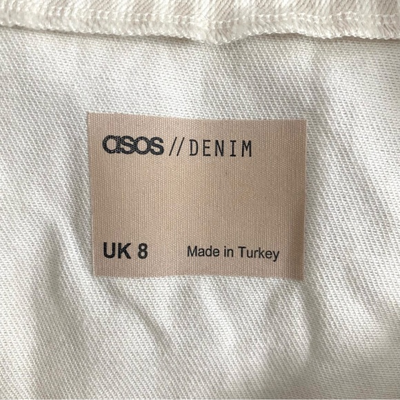✨MAKE OFFER✨ASOS DESIGN denim sweetheart neck puff sleeve jumpsuit beige & white - Picture 9 of 12